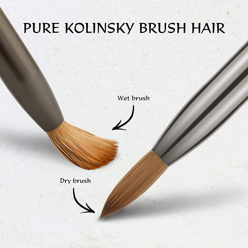 Photo 3 of Aokitec 100% Kolinsky Acrylic Nail Brush #10 Oval Crimped Sable Acrylic Brush Wood Nail Art Brush for Acrylic Application Manicure Tool?Black?