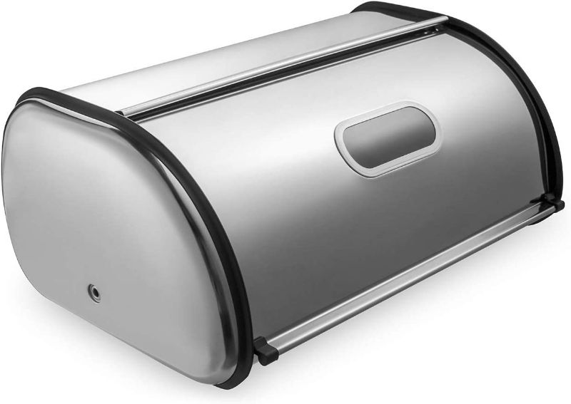 Photo 2 of  Stainless Steel Bread Keeper. Keep bread, rolls and other baked goods fresh within the confines of this spacious storage unit. 11'' W x 7.5'' H x 17'' D18/10 stainless steel / rubberHand washImported.