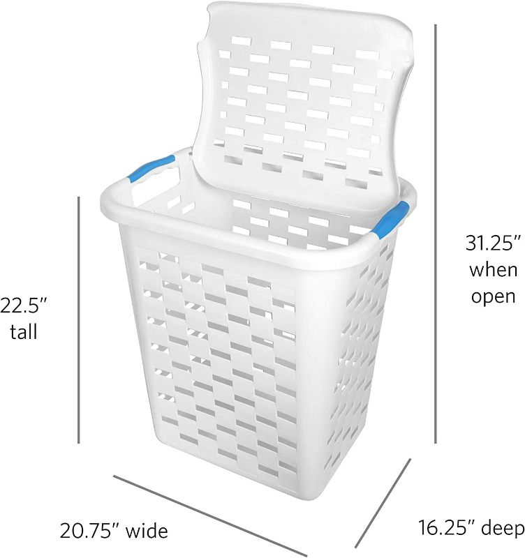 Photo 2 of Clorox Plastic Laundry Baskets with Antimicrobial Protection, 2 Pack | Heavy Duty Hamper with Odor Control | Tall Rectangular Clothing Storage with Handles, Large No Lid New