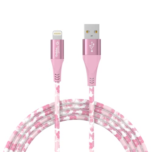 Gabba Goods 4FT Lightning Sync & Charge Cable- Cherry Blossom MFi Certified USB Charging Cable High Speed Data Sync Transfer Cord 