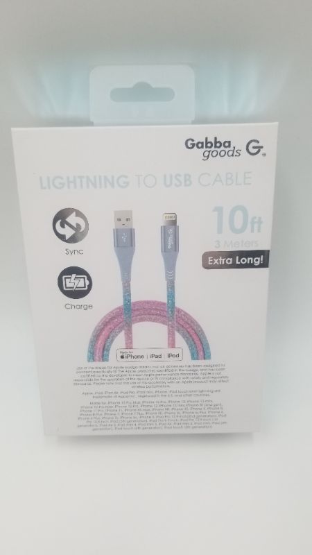 Photo 2 of Gabba Goods Rapid Charge Lightning Cable to USB Cable 10ft 
