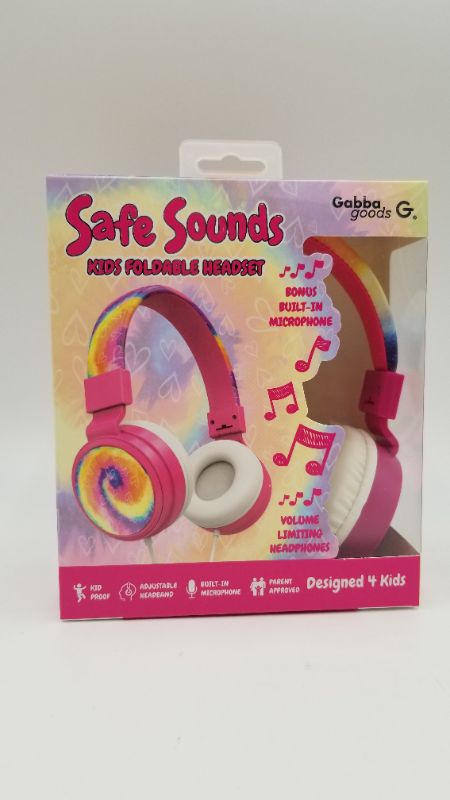 Photo 1 of Gabba Goods Safe Sounds Kids Foldable Headset Tie Dye With Hearts 