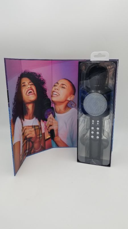 Photo 5 of Gabba Goods Karaoke LED Karaoke Microphone Speaker Bluetooth Hand Held Karaoke Mic with Echo Effect Sing Along and Record Your Self. (Black)