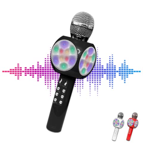 Photo 2 of Gabba Goods Karaoke LED Karaoke Microphone Speaker Bluetooth Hand Held Karaoke Mic with Echo Effect Sing Along and Record Your Self. (Black)