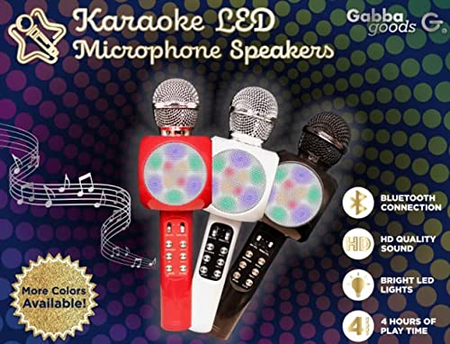 Photo 3 of Gabba Goods Karaoke LED Karaoke Microphone Speaker Bluetooth Hand Held Karaoke Mic with Echo Effect Sing Along and Record Your Self. (Black)