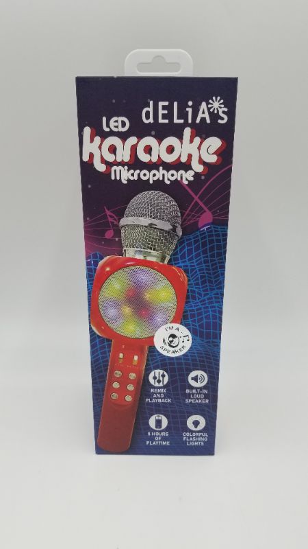 Photo 4 of Gabba Goods Karaoke LED Karaoke Microphone Speaker Bluetooth Hand Held Karaoke Mic with Echo Effect Sing Along and Record Your Self. (Red)