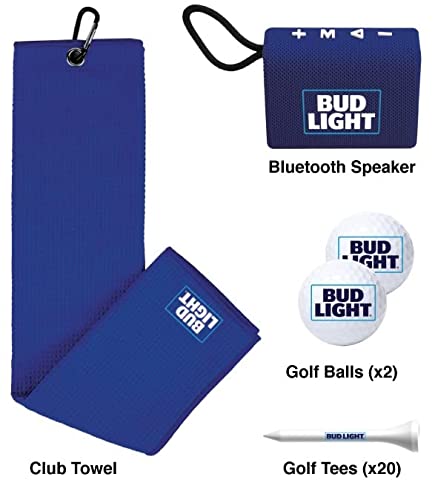 Photo 2 of Bud Light Golf Gift Set with Bluetooth Speaker 2 Golf Balls 1 Club Towel 20 Tees and Bluetooth Speaker Golf Accessories