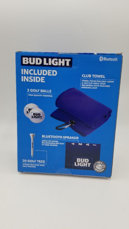 Photo 5 of Bud Light Golf Gift Set with Bluetooth Speaker 2 Golf Balls 1 Club Towel 20 Tees and Bluetooth Speaker Golf Accessories