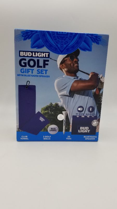 Photo 4 of Bud Light Golf Gift Set with Bluetooth Speaker 2 Golf Balls 1 Club Towel 20 Tees and Bluetooth Speaker Golf Accessories