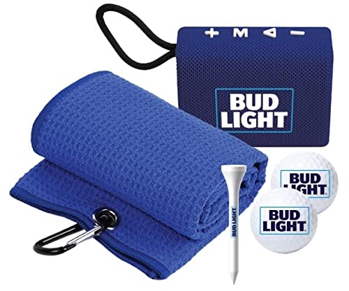 Photo 1 of Bud Light Golf Gift Set with Bluetooth Speaker 2 Golf Balls 1 Club Towel 20 Tees and Bluetooth Speaker Golf Accessories