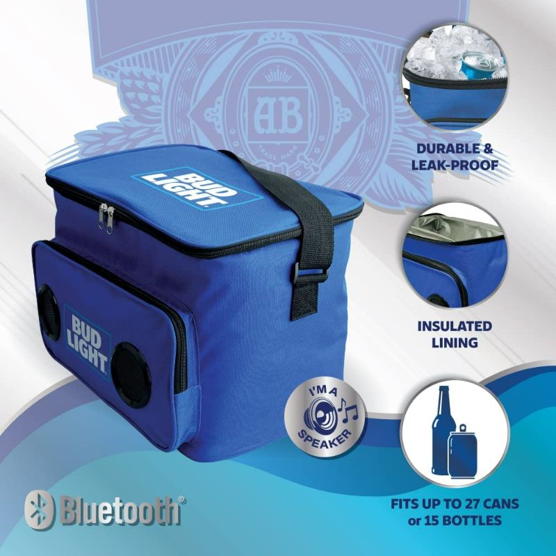 Photo 5 of Bud Light Soft Cooler Bluetooth Speaker Portable Travel Cooler with Built in Speakers BudLight Wireless Speaker Cool Ice Pack Cold Beer Stereo for Apple iPhone, Samsung Galaxy