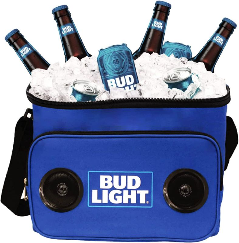 Photo 1 of Bud Light Soft Cooler Bluetooth Speaker Portable Travel Cooler with Built in Speakers BudLight Wireless Speaker Cool Ice Pack Cold Beer Stereo for Apple iPhone, Samsung Galaxy