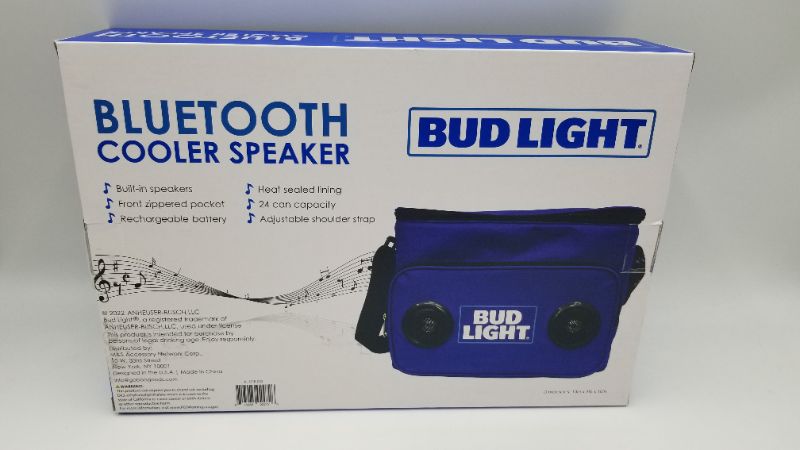 Photo 9 of Bud Light Soft Cooler Bluetooth Speaker Portable Travel Cooler with Built in Speakers BudLight Wireless Speaker Cool Ice Pack Cold Beer Stereo for Apple iPhone, Samsung Galaxy