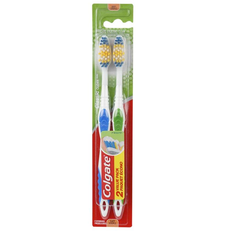 Photo 1 of Colgate Classic Clean Full Head Toothbrush, Soft, 2 Count  6 Pack 