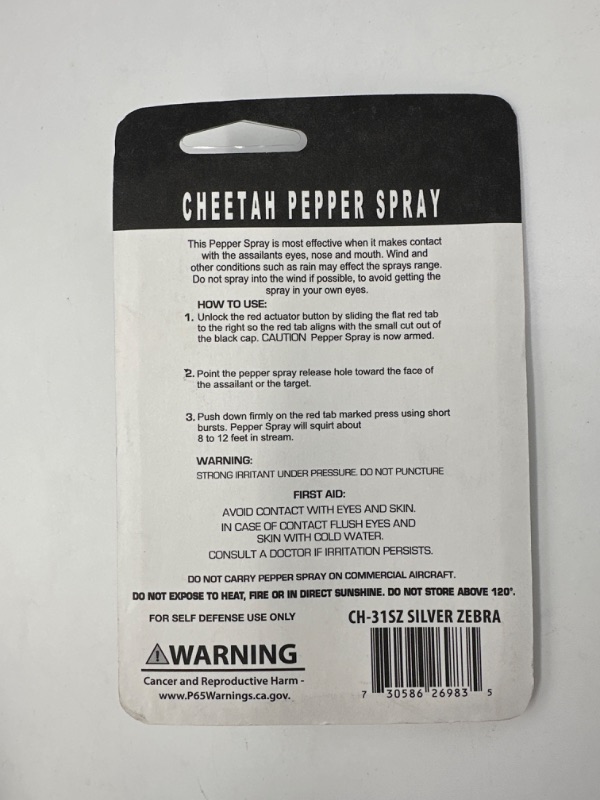 Photo 2 of CHEETAH PEPPER SPRAY MAX STRENGTH EASY TO USE WITH KEY CHAIN LOOP NEW