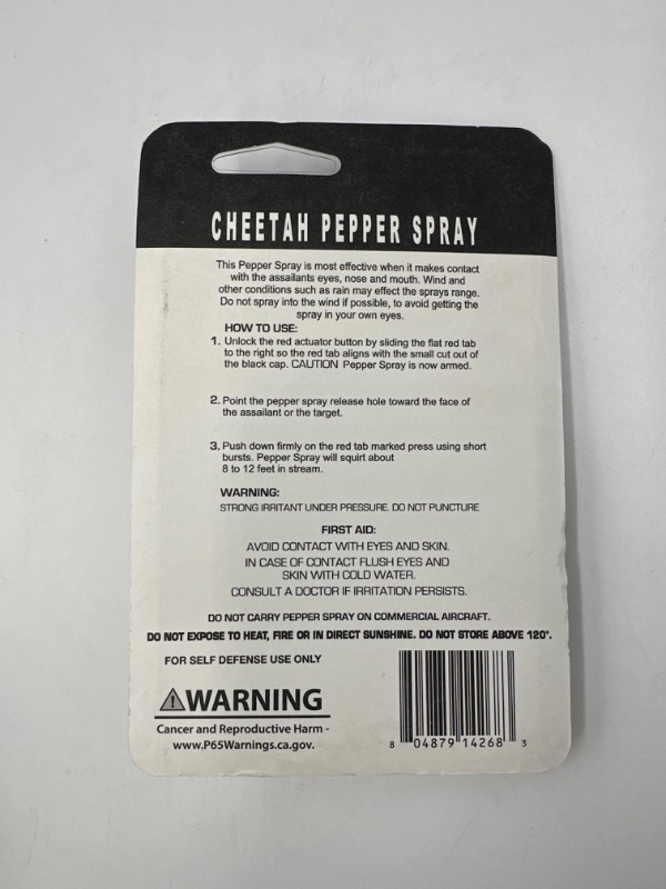Photo 2 of CHEETAH PEPPER SPRAY MAX STRENGTH EASY TO USE WITH KEY CHAIN LOOP NEW