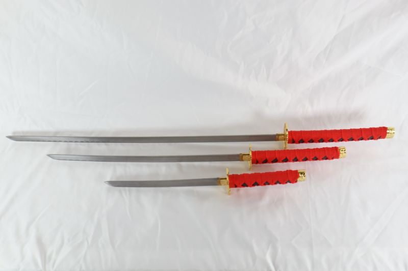 Photo 2 of 3 SET KATANA SWORDS 1 37 INCH 1 2 INCH AND 18 INCH SHARP NEW 