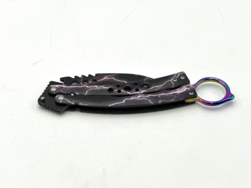 Photo 2 of PRACTICE BUTTERFLY KNIFE WITH LIGHTNING DESIGN NEW