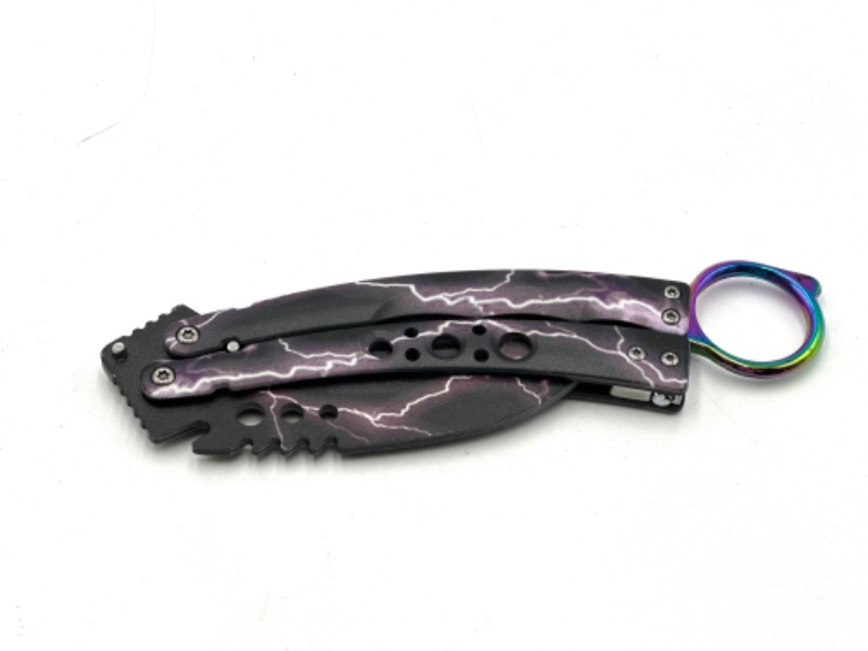 Photo 3 of PRACTICE BUTTERFLY KNIFE WITH LIGHTNING DESIGN NEW