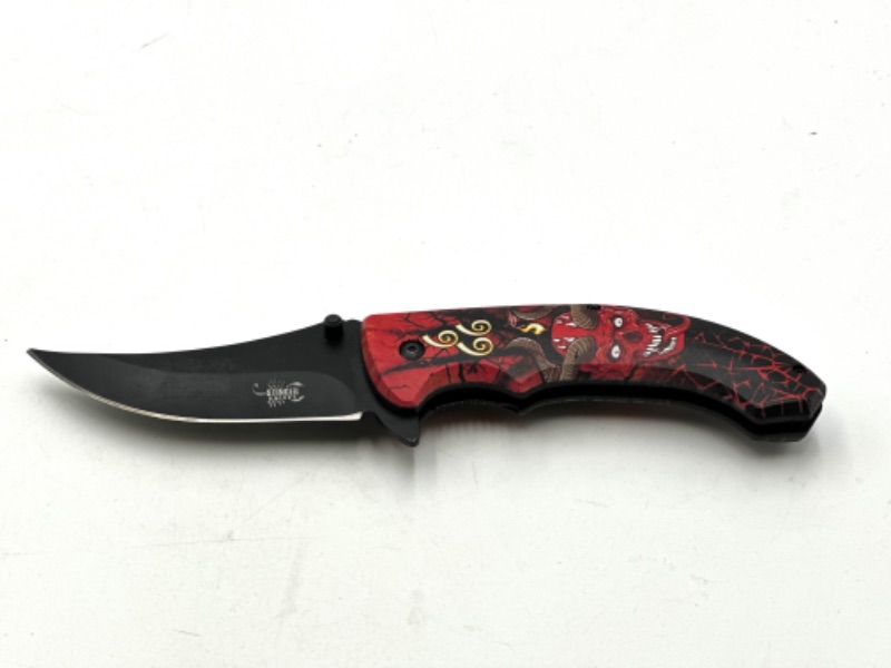 Photo 1 of DEVIL SKULL RED DESIGN POCKET KNIFE NEW