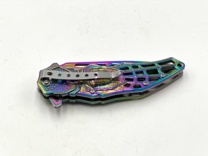 Photo 3 of FALCON POCKET KNIFE SPIDER WEB OIL SLICK NEW