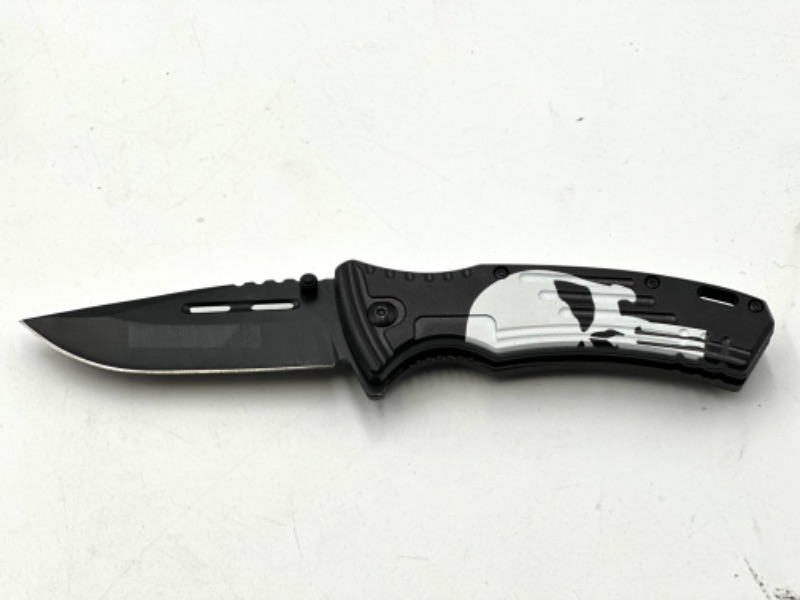 Photo 1 of BLACK SKULL SKELETON POCKET KNIFE NEW