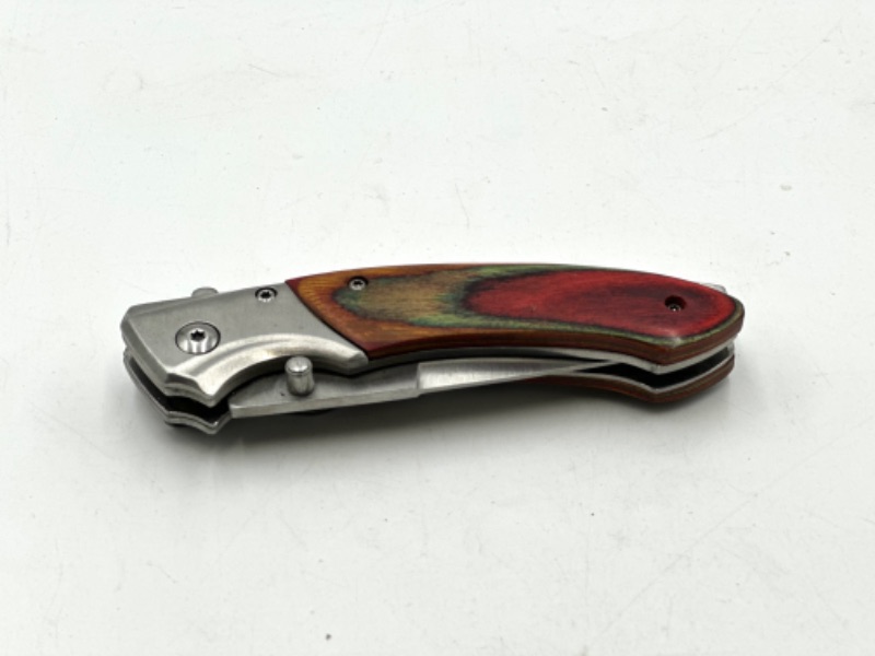 Photo 2 of WOODEN AND SILVER DESIGN POCKET KNIFE NEW