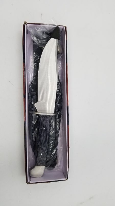 Photo 2 of 9.5 INCH TIGER SKINNER BLACK HUNTING KNIFE NEW 