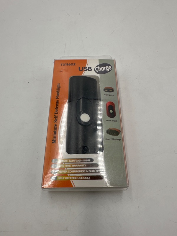 Photo 1 of MINI SELF DEFENSE FLASHLIGHT USB CHARGE SMART SWITCH BRIGHT LED NEW 