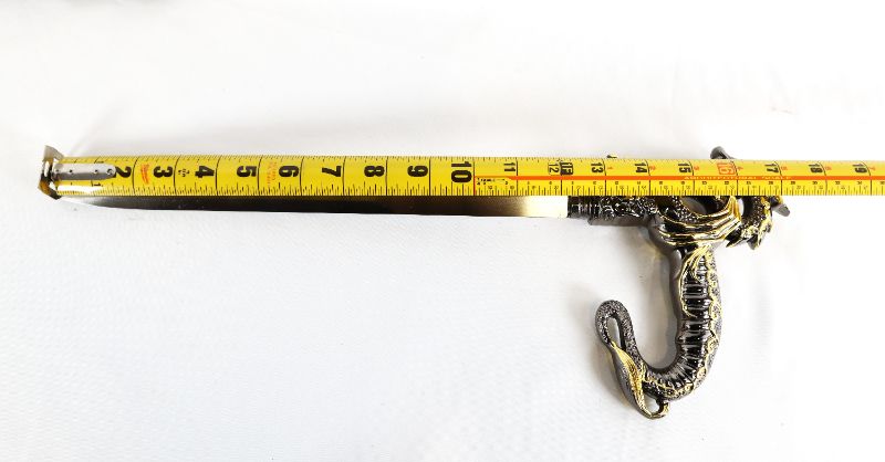 Photo 4 of 35.5 INCH SILVER AND YELLOW DRAGON CAIN WITH 12 INCH BLADE NEW