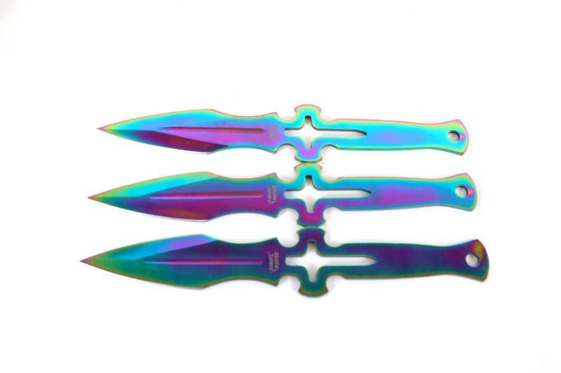Photo 2 of OIL SLICK THROWING KNIVES SET OF 3 NEW