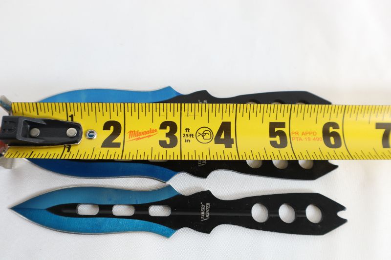 Photo 2 of BLUE AND BLACK 6 INCH THROWING KNIVES 3 PACK NEW