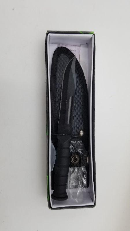 Photo 2 of 7.5 INCH SURVIVAL BLACK KNIFE NEW 