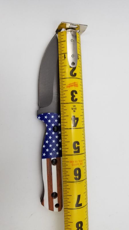 Photo 2 of HK 7.25 INCH STARS AND STRIPES HUNTING KNIFE NEW 