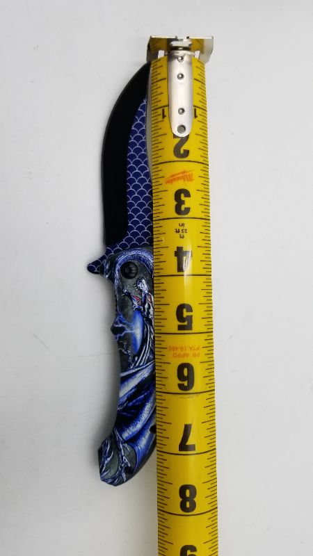 Photo 2 of 4.5 INCH BLUE DRAGONSCALE POCKET KNIFE NEW 