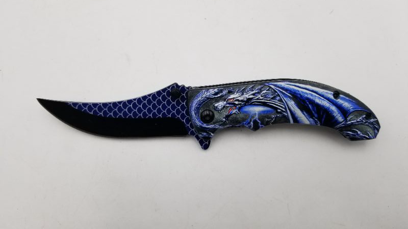 Photo 1 of 4.5 INCH BLUE DRAGONSCALE POCKET KNIFE NEW 