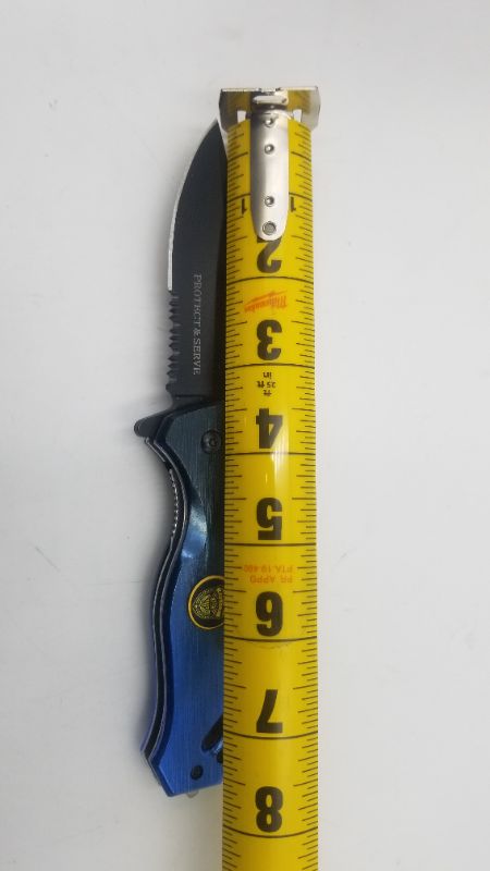 Photo 2 of POLICE BLUE AND BLACK POCKET KNIFE NEW 