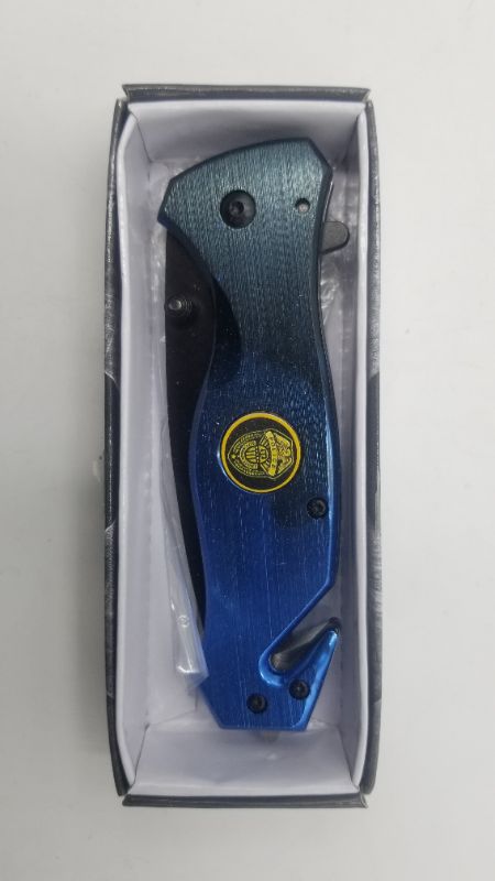 Photo 3 of POLICE BLUE AND BLACK POCKET KNIFE NEW 