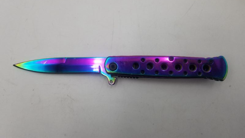 Photo 1 of 4 INCH RAINBOW TITAN POCKET KNIFE NEW 
