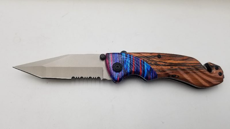 Photo 1 of 4.75 INCH BLADE MULTIWAVEE COLOR POCKET KNIFE NEW