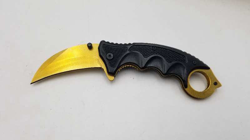 Photo 1 of 5.25 INCH GOLD KARAMBIT KNIFE NEW 