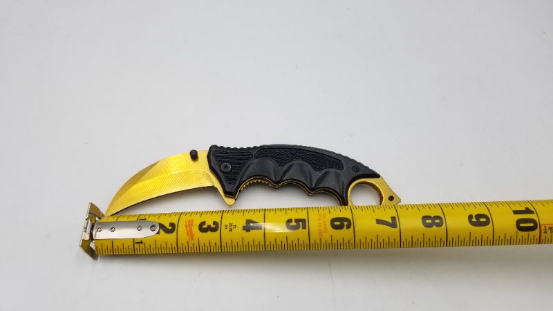 Photo 2 of 5.25 INCH GOLD KARAMBIT KNIFE NEW 