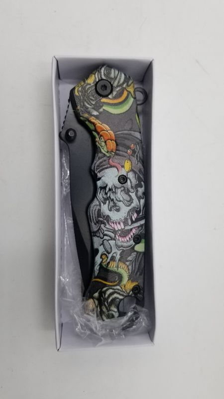 Photo 3 of 4.75 INCH BLADE SKULL PIRATE POCKET KNIFE NEW 