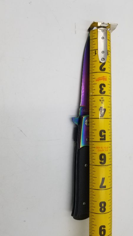 Photo 2 of 5 INCH RAINBOW STILETTO STYLE POCKET KNIFE NEW