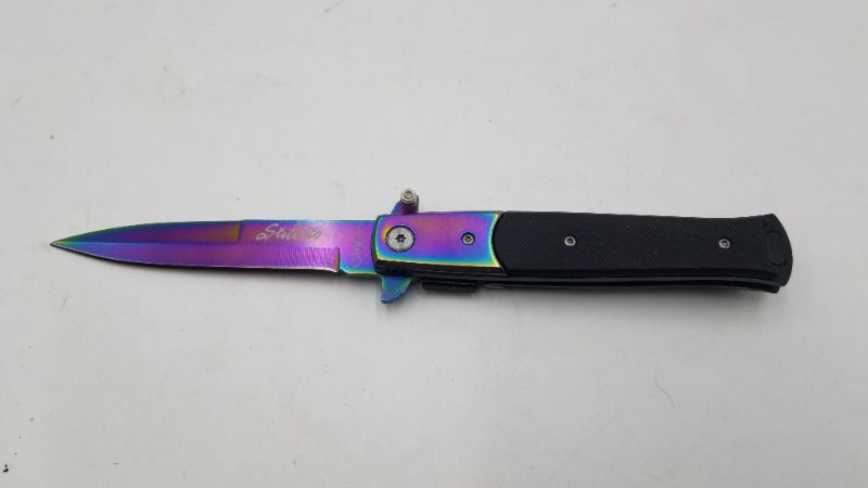 Photo 1 of 5 INCH RAINBOW STILETTO STYLE POCKET KNIFE NEW