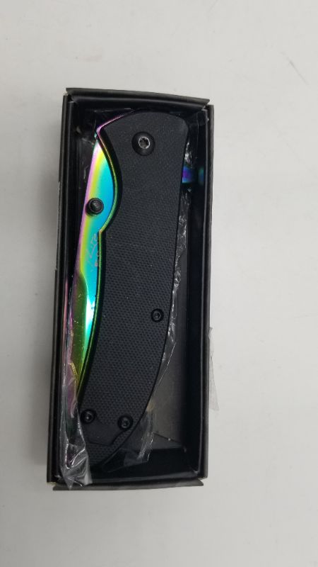 Photo 3 of OIL SLICK POCKET KNIFE WITH BLACK HANDLE NEW 