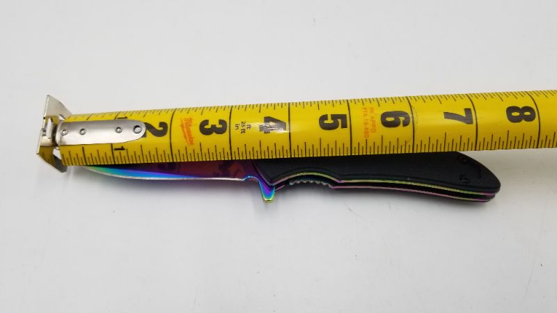 Photo 2 of OIL SLICK POCKET KNIFE WITH BLACK HANDLE NEW 