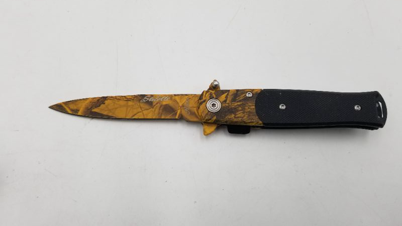 Photo 1 of YELLOW REAL TREE CAMO STILETTO POCKET KNFE NEW 