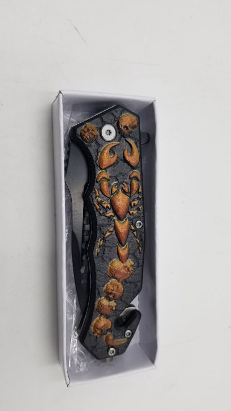 Photo 3 of 4.75 INCH ORANGE SCORPION POCKET KNIFE NEW