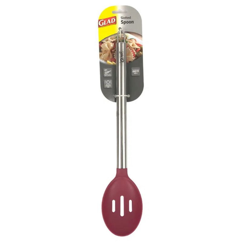 Photo 1 of Glad Red Nylon Slotted Spoon with Stainless Steel Handle 16.25 " (L) x8.25 " (W) x7.25 "(H) 2 Pack